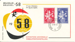 Belgium FDC 17-4-1957 EXPO 58 With Cachet - 1951-1960