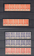 !!! FISCAUX, ANCIENS COMBATTANTS 1934, ENSEMBLE DE BANDES COMPLETES TYPE FAISCEAU DE DAUSSY NEUVES */**. RARISSIME - Timbres