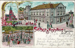 Zwickau (o-9500) Gasthaus Zum Alten Schützenhaus Moritzkirche Litfaßsäule 1899 I - Andere & Zonder Classificatie