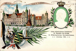 Zwickau (o-9500) Präge-Karte 19. Mitteldeutsches Bundesschießen 1901 Sonderstempel I- - Autres & Non Classés