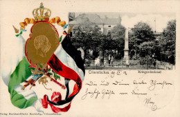 Crimmitschau (o-9630) König Albert Von Sachsen Prägedruck Kriegerdenkmal 1902 I-II - Other & Unclassified