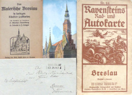Breslau Kl. Lot Mit 12 Farbigen Künstler-AK Das Malerische Breslau, 1 Phila-Brief Mit Kgl. Preuss. Siegel Um 1830 Und 2  - Poland