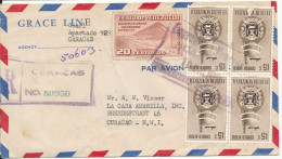 Venezuela Registered Air Mail Cover Sent To Curacao 10-12-1951 (1 Of The Stamps Is Damaged) - Venezuela