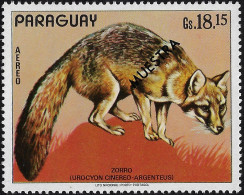 Paraguay 1973 Y&T PA 633 Surchargé Muestra, Spécimen. Renard Gris D'Amérique - Hunde