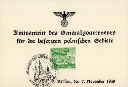 Krakau Amtsantritt Des Generalgouverneurs Für Die Besetzten Polninschen Gebiete 7. November 1939 Sonderstempel WK II Sym - Polonia