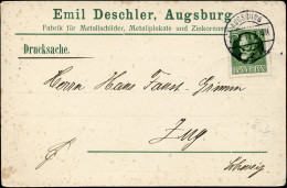 POSTKARTE 1915 "Emil Deschler" Augsburg - Fabrik Für Metallschilder, Metallplakate Und Zinkornammente - Gebraucht