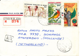 Benin Registered Air Mail Cover Sent To Holland Taravao 18-10-1976 Good Franked Cover - Benin - Dahomey (1960-...)