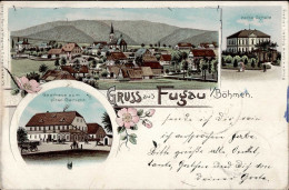 Fugau Böhmen Gasthaus Zum Alten Gericht Volksschule 1898 I-II (fleckig) - Czech Republic