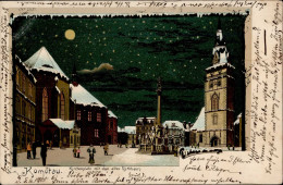 Komotau Kirche Winter Rathaus 1900 I-II - Tchéquie