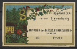 Basel Landschaft Imkerei Original-Etikett Bienenhonig Eines Mitgliedes Des Baselländischen Bienenzüchtervereins Um 1880  - Other & Unclassified