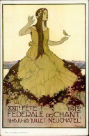 NEUCHATEL (Neuenburg) - XXII FETE FEDERALE DE CHANT 1912  Künstler-Karte Nr. 2 Sign. R.Convert I-II - Autres & Non Classés