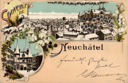 Neuchatel (Neuenburg) Winterlitho 1908 I-II (Marke Entfernt) - Autres & Non Classés