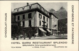 Brunnen (Schwyz) Werbe-Karte Hotel Garni Gasthaus Spendid I - Andere & Zonder Classificatie