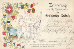 Goldach (St. Gallen) Erinnerung An Die Fahnenweihe Grütliverein Helvetia Wappen Kantone Prägedruck 1902 I-II (fleckig) - Altri & Non Classificati