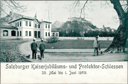Salzburg (Österreich) Kaiserjubiläums- Und Protektor- Schiessen 28. Mai - 01. Juni 1908 I-II (RS Abdruck Fotoecken) - Sonstige & Ohne Zuordnung