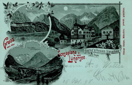 Brand Bei Bludenz (Österreich) Mondschein-Karte Gasthaus Scesaplana 1898 II (kleine Stauchung, Marke Entfernt) - Altri & Non Classificati