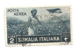 (COLONIE E POSSEDIMENTI) 1936, SOMALIA, POSTA AEREA, SOGGETTI AFRICANI - 1 Francobollo Usato (CAT. SASSONE N.23) - Somalia