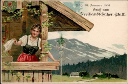 Asch (Österreich) Freihandschützen Ball 31. Januar 1901 Frau Künstlerkarte Sign. Mailick I-II - Other & Unclassified