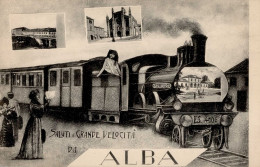 Alba (Italien) Eisenbahn Gagliaudo Künstlerkarte Grande Velocita I-II (fleckig) Chemin De Fer - Other & Unclassified