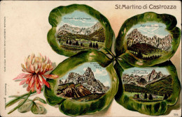 San Martino Di Castrozza (Italien) Kleeblatt Berge Prägedruck I-II (fleckig) - Sonstige & Ohne Zuordnung