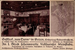 Bozen (Südtirol) Werbe-Karte Gasthaus Zum Turm II (kleine Stauchungen, Ecken Abgestoßen) - Other & Unclassified