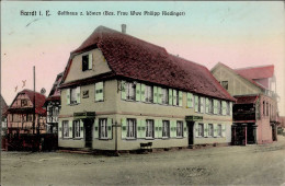 Hoerdt (Elsass) Gasthaus Zum Löwen Frau Wwe Philipp Riedinger 1909 I-II (Ecken Abgestossen) - Altri & Non Classificati