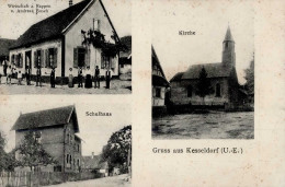 Kesseldorf (Elsass) Schule Gasthaus Zum Rappen Andreas Busch Kirche 1913 I-II (fleckig) - Otros & Sin Clasificación