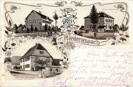 Niederaspach (Elsass) Notariat Schule Gemeindehaus Gasthaus Zum Ochsen Xaver Stemmelen 1902 II (Randmangel, Eckstauchung - Autres & Non Classés