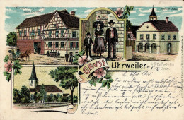Uhrweiler (Elsass) Gasthaus Zum Grünen Jäger Adam Leonhart Kirche Gemeindehaus Tracht 1909 I-II (fleckig) - Altri & Non Classificati