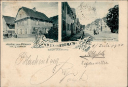 Brumath (Elsass) Gasthaus Zum Schwanen Strassburger Strasse 1900 II (Stauchung, Marke Entfernt) - Altri & Non Classificati