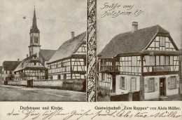 Holzheim (Elsass) Dorfstrasse Gasthaus Zum Rappen 1917 I - Autres & Non Classés