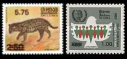 (0193 + 206) Sri Lanka  1985-1986 / Fauna / Youth Overprints / Surcharges / Aufdrucke** / Mnh  Michel 722 + 740 - Sri Lanka (Ceilán) (1948-...)