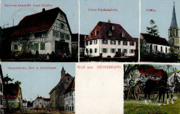 Heimsbrunn (Elsass) Handlung Josef Kieffer Kleinkinder-Schule Kirche Hauptstrasse Rathaus Schule 1915 I-II - Altri & Non Classificati