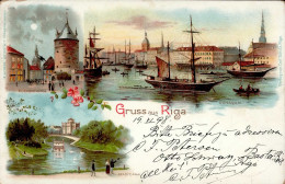 Riga (Lettland) Mondschein-Karte 1898 I-II - Letonia