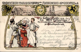 DR-GSK - PP 27 C  6 STUTTGART DEUTSCHE FACHAUSSTELLUNG Für FLEISCHEREI U. KOCHKUNST 1902 Sign. Künstlerkarte I - Altri & Non Classificati