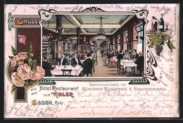 Lithographie Essen / Ruhr, Hotel-Restaurant Zum Adler, Speisesaal  - Essen