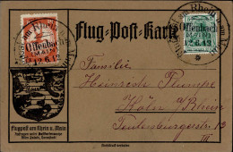 Deutsches Reich Luftpost Flugpost Am Rhein U. Main Postluftschiff Schwaben, Ab Offenbach 12.6. 1912 (rs. Text) - Other & Unclassified