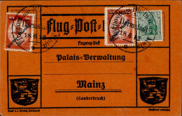Flugpost Am Rhein U. Main Gelber Hund 1 M (2x) Euler-Flugmaschine Ab Darmstadt 18.6. 1912 Chien - Other & Unclassified