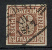 Bayern Quadrat 6 Kreuzer 1849 In Seltener Type I (unterbrochener Kreis) Sauber Gestempelt, Geprüft Pfenninger U. Brettl  - Altri & Non Classificati