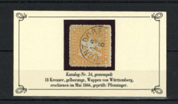 Altdeutschland Württemberg 18 Kreuzer Wappen Gestempelt Signiert Pfenninger - Autres & Non Classés