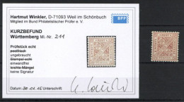 Altdeutschland Württemberg 50 Pf Ziffer In Schildern 1890, Sauber Erstfalz, Signiert Und Foto-Befund Winkler BPP (echt/u - Autres & Non Classés