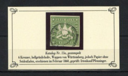 Altdeutschland Württemberg 6 Kreuzer Wappen Gestempelt Geprüft Irtenkauf BPP - Autres & Non Classés