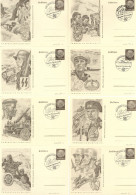 3. Reich Ganzsachenserie Tag Der Briefmarke 1941 Truppengattungen Kpl., Sonderstempel - Autres & Non Classés