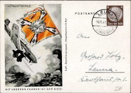 3. Reich Sonderpostkarte  KdF-Sammlergruppen Fahne Tagesstempel Leuna 1941 - Otros & Sin Clasificación