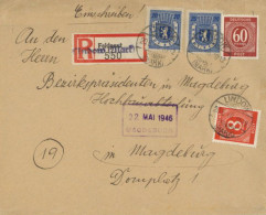 OPD Brandenburg MiF R-Brief Einschreiben Mit überdrucktem Feldpost-R-Zettel Von Lindow (Mark) Nach Magdeburg 1946 - Andere & Zonder Classificatie