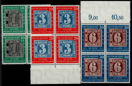 BUND 113-115 - 100 Jahre Deutsche Briefmarken Im ** 4er-Block Teils Vom Rand Mi. 400.- I - Autres & Non Classés