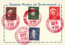 BUND 1951 Wohlfahrt Helfer Der Menschheit (II) Kpl. Auf Karte, Sonderstempel - Otros & Sin Clasificación