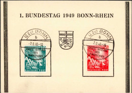 BUND Eröffnung Des 1. Deutschen Bundestages 1949 Bonn Ersttags-Sonderstempel Auf Schmuckkarte - Altri & Non Classificati