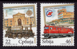 Serbia 2009 125 Years Anniversary Railways Railroad Locomotives Trains Transportation, Set MNH - Treinen