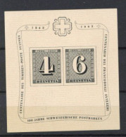 Schweiz 100 Jahre Schweizerische Briefmarken Blockausgabe 1943 ** - Sonstige - Europa
